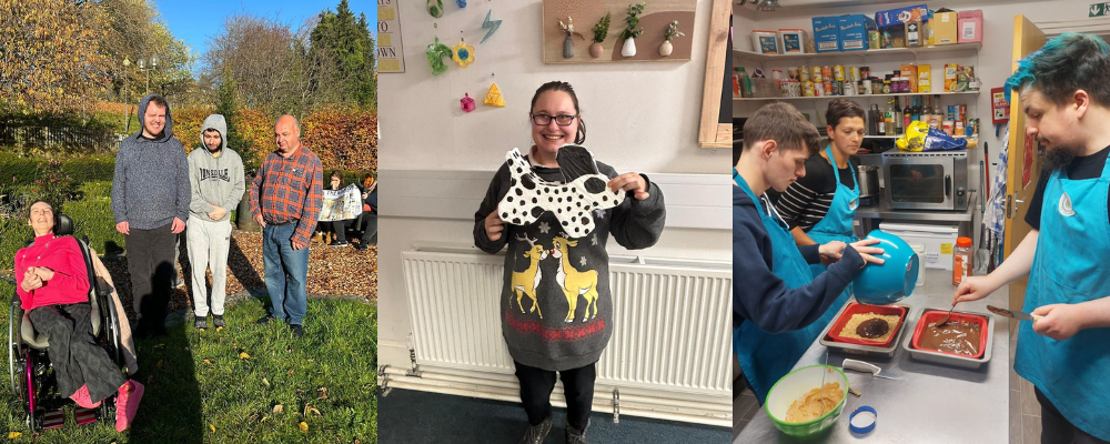 A collage of 3 photos showing Uppertunity clients enjoying social and creative activities